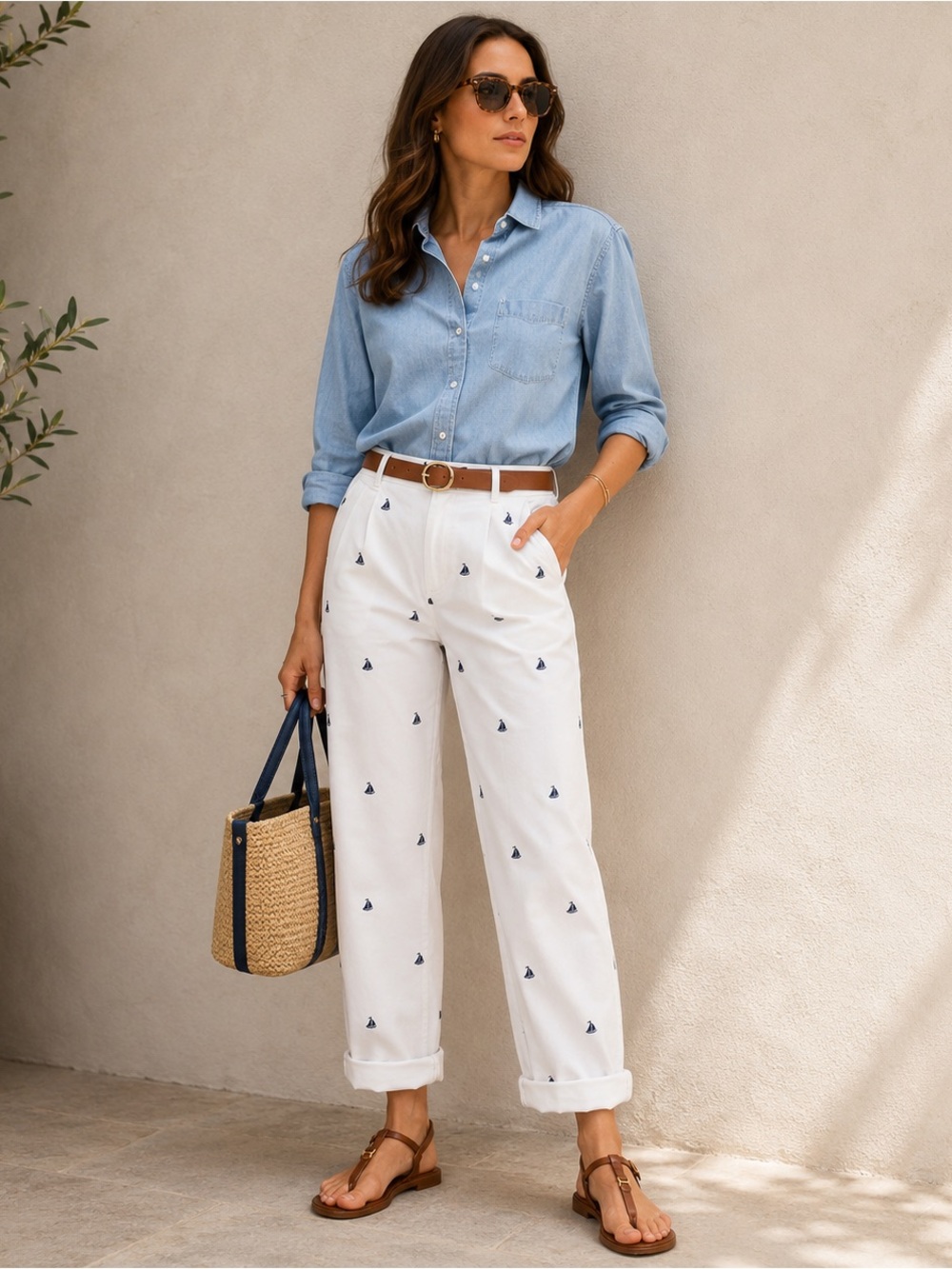 Vineyard Vines Sailboat Embroidered Relaxed Chino Pants White‎ Size 8